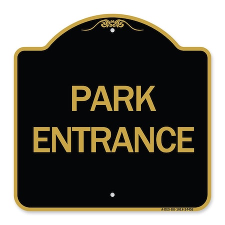 Designer Series Sign-Park Entrance, Black & Gold Aluminum Architectural Sign
